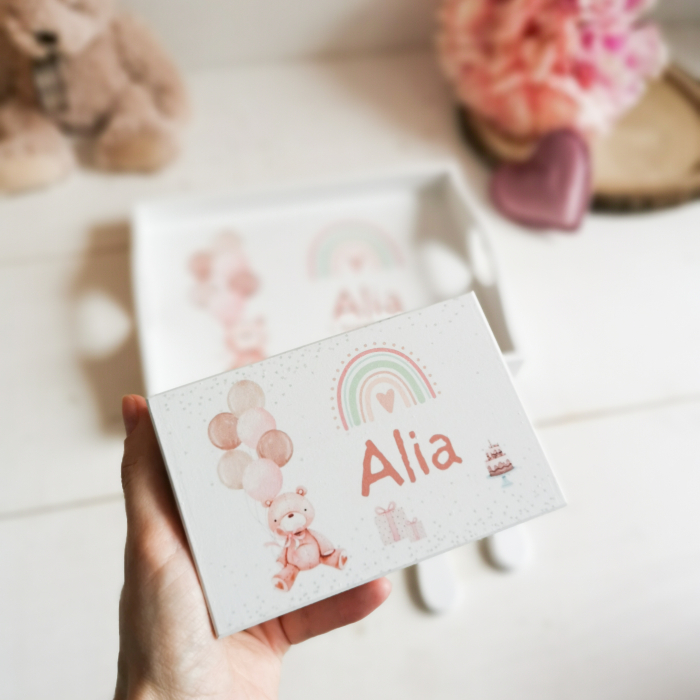 Teddy Bear - Set prima aniversare | tava mot, cutiuta mot, perie si oglinda [5]