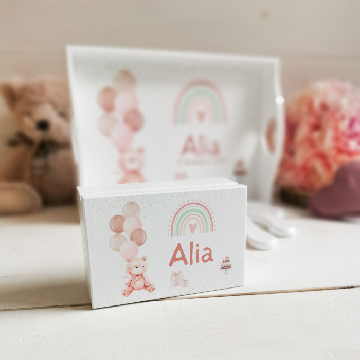 Teddy Bear - Set prima aniversare | tava mot, cutiuta mot, perie si oglinda [3]