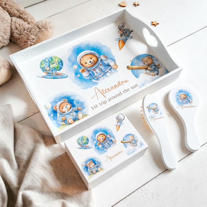 Teddy Space Trip -  Tavita Mot Personalizata | Set prima aniversare [5]