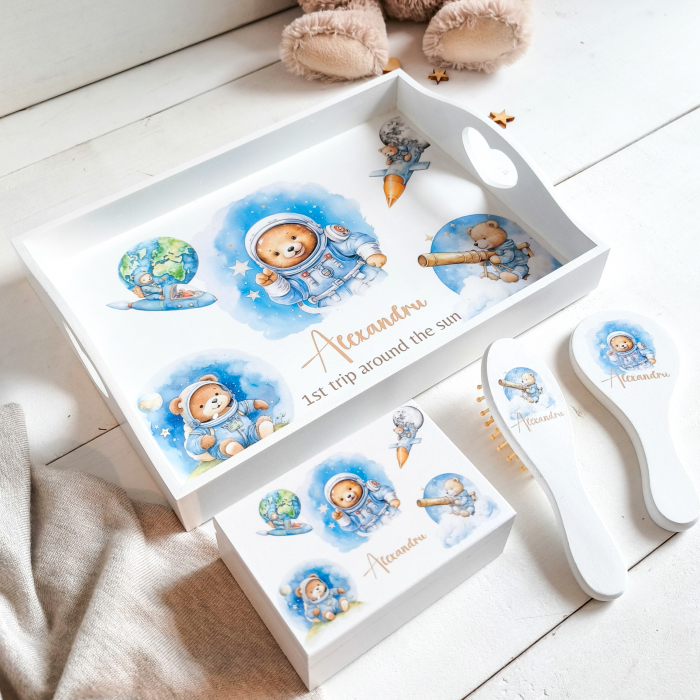 Teddy Space Trip -  Tavita Mot Personalizata | Set prima aniversare [4]