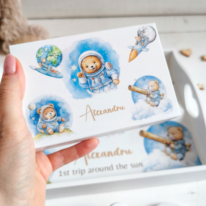 Teddy Space Trip -  Tavita Mot Personalizata | Set prima aniversare [3]