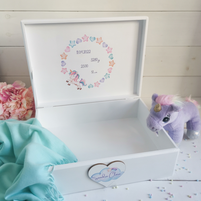 Unicornul Magic - Cutie personalizata trusou botez | Cutie de pastrat amintiri [4]