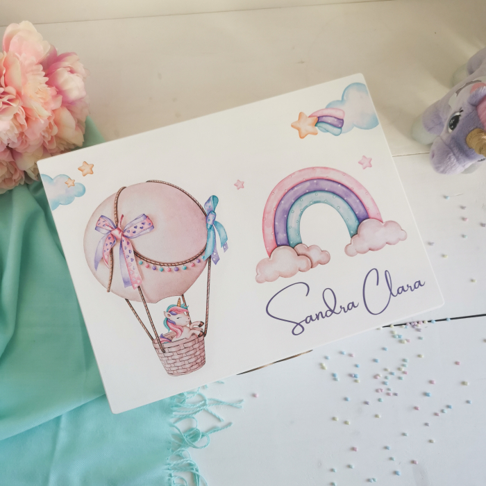 Unicornul Magic - Cutie personalizata trusou botez | Cutie de pastrat amintiri [6]
