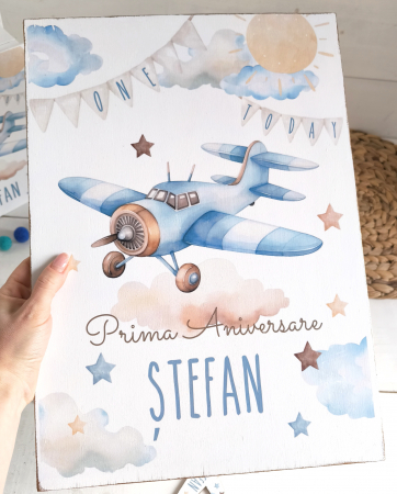 Accesorii prima aniversare - Avion | Panou bine ati venit | Welcoming Board