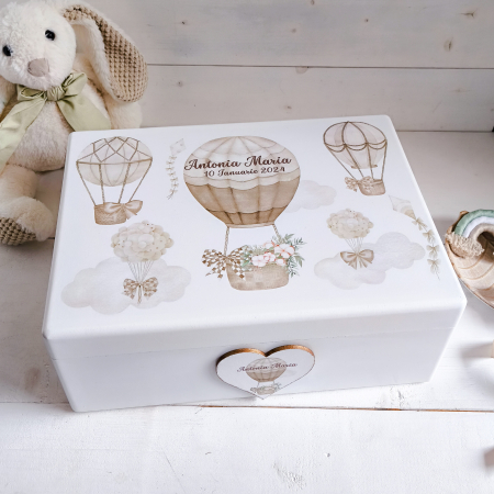 Botez - Baloane cu aer cald - Cutie trusou botez | Cutie de amintiri personalizata