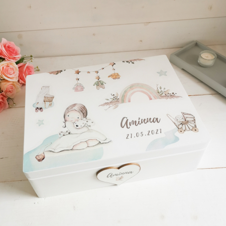 Boho Nursery Girl - Cutie personalizata trusou botez | Cutie de pastrat amintiri [6]