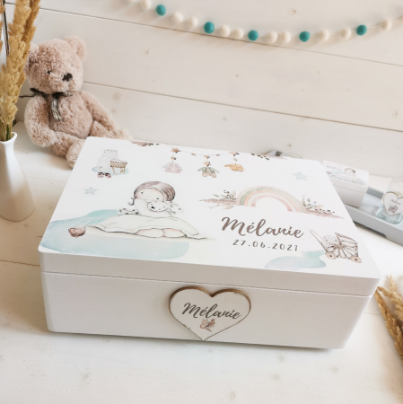 Cutie trusou botez / amintiri - Boho Nursery Girl - Cutie personalizata trusou botez | Cutie de pastrat amintiri