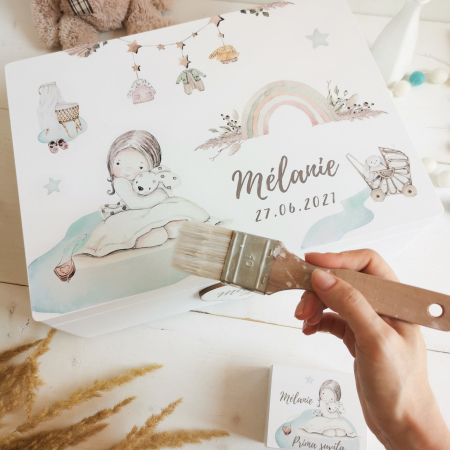 Boho Nursery Girl - Cutie personalizata trusou botez | Cutie de pastrat amintiri [3]