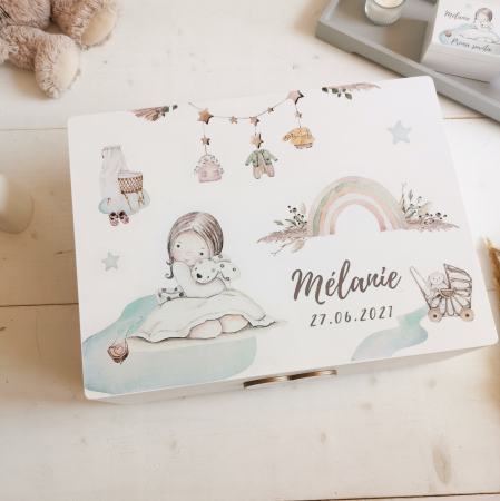 Boho Nursery Girl - Cutie personalizata trusou botez | Cutie de pastrat amintiri [4]