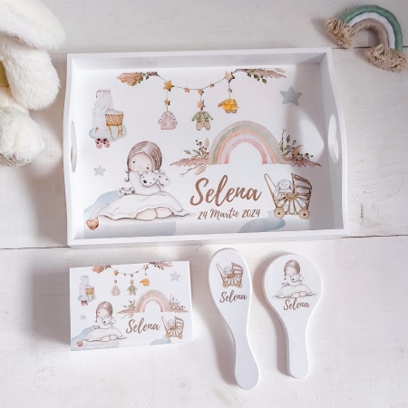 Seturi pentru fetite - Boho Nursery Girl - Tavita mot fata| Tava mot personalizata