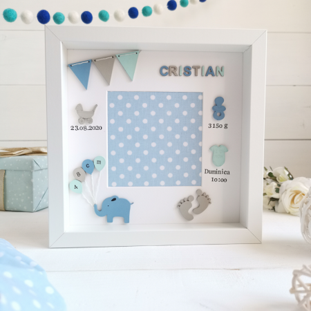 Bunting name - Rama foto personalizata cu nume si detaliile de la nastere [3]