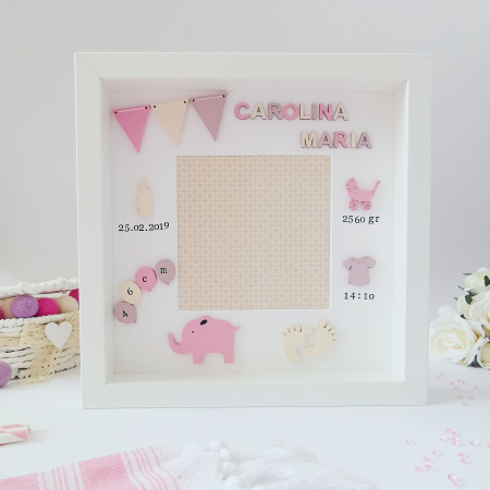 Camera copii - Bunting name Baby Girl - Rama foto personalizata