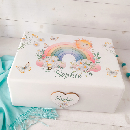 Cutie trusou botez / amintiri - Curcubeu - Cutie trusou botez | Cutie de amintiri personalizata