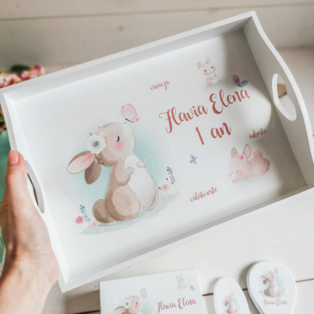 Cute Bunny - Set prima aniversare | tava mot, cutie mot, perie si oglinda [1]