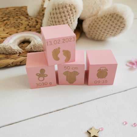 Decoratiuni din lemn - set 4 cuburi cu detaliile de la nastere [5]