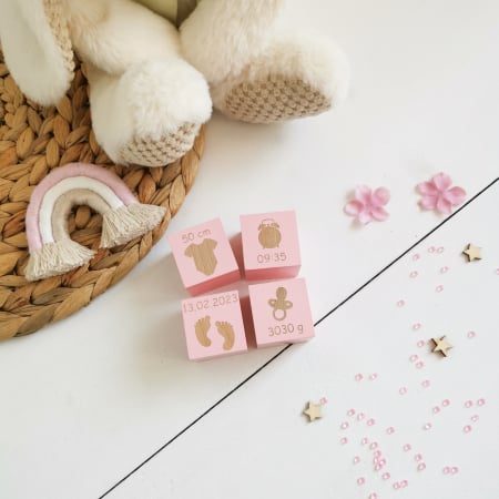 Decoratiuni din lemn - set 4 cuburi cu detaliile de la nastere [8]