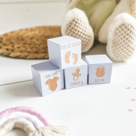 Decoratiuni din lemn - set 4 cuburi cu detaliile de la nastere [10]