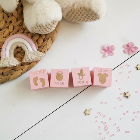 Decoratiuni din lemn - set 4 cuburi cu detaliile de la nastere [7]