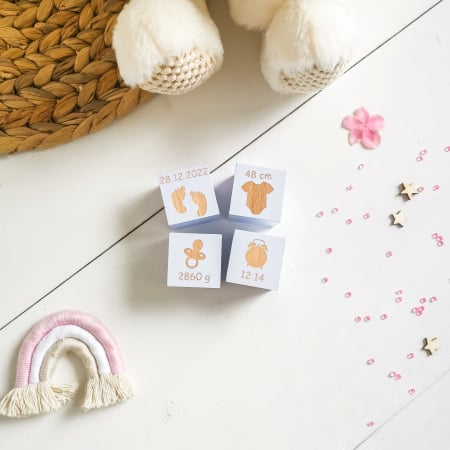 Decoratiuni din lemn - set 4 cuburi cu detaliile de la nastere [12]