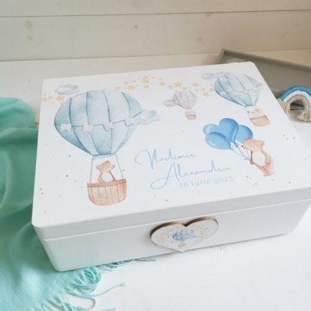 Dreamy Boy Albastru - Cutie trusou botez | Cutie cu amintiri personalizata [3]