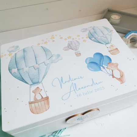 Dreamy Boy Albastru - Cutie trusou botez | Cutie cu amintiri personalizata [2]