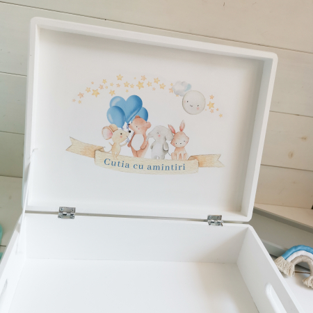 Dreamy Boy Albastru - Cutie trusou botez | Cutie cu amintiri personalizata [4]