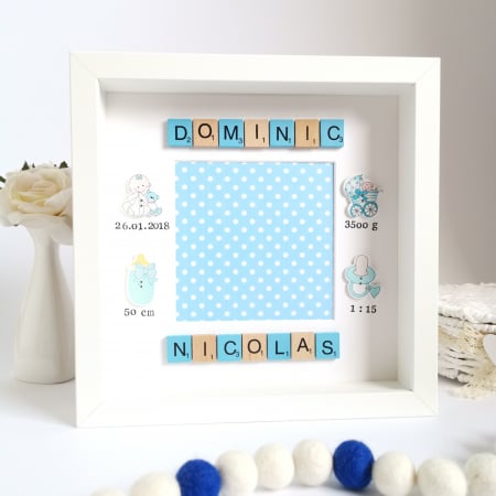 Scrabble Baby Boy - Rama foto personalizata cu nume format din litere scrabble [4]