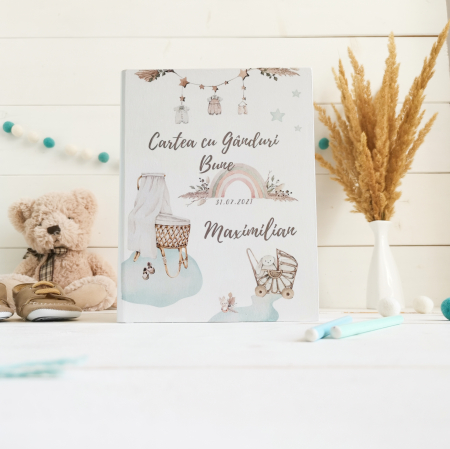 Guestbook personalizat pentru botez | Boho Nursery Boy [1]