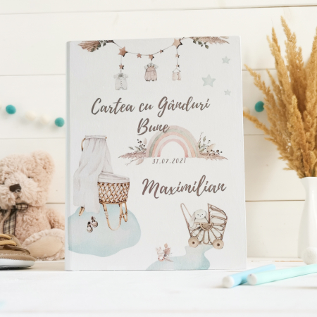 Botez - Guestbook personalizat pentru botez | Boho Nursery Boy
