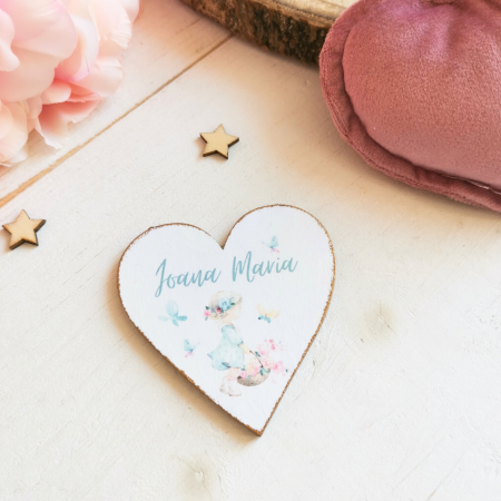 Marturii - Little Girl - Marturii botez - Inima lemn personalizata cu magnet