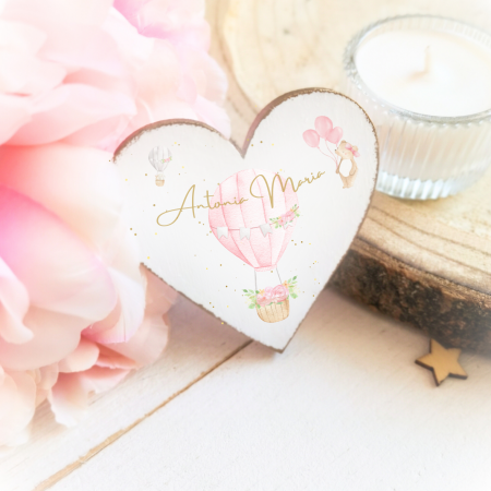 Marturii - Dreamy Girl - Marturie botez - Inima lemn personalizata cu magnet
