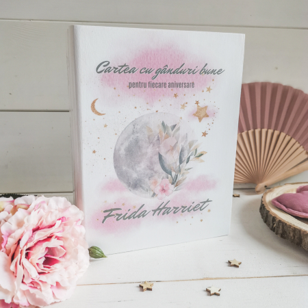 Botez - Luna Guestbook personalizat - Carte cu ganduri bune