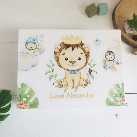 Micul Leu - Cutie personalizata trusou botez | Cutie de pastrat amintiri [1]