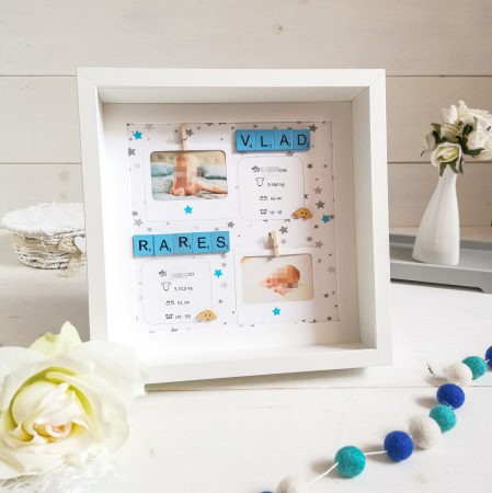 Ramă foto personalizată pentru gemeni sau frati/surori Ramă foto personalizată pentru gemeni sau frati/surori