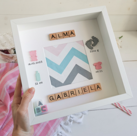 Camera copii - Rama foto personalizata bebelusi - ABC Fata