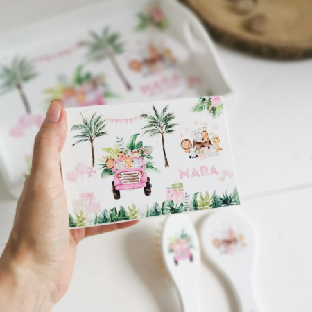 Safari Party Roz - Tavita mot personalizata | set aniversare 1 an [2]