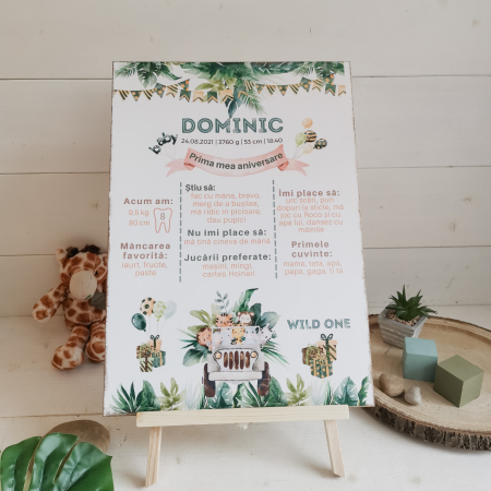 Safari Party | Tablou personalizat din lemn | Milestone Board [1]