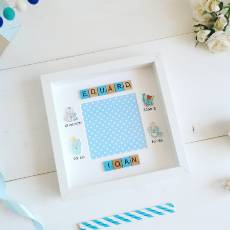 Scrabble Baby Boy - Rama foto personalizata cu nume format din litere scrabble [5]
