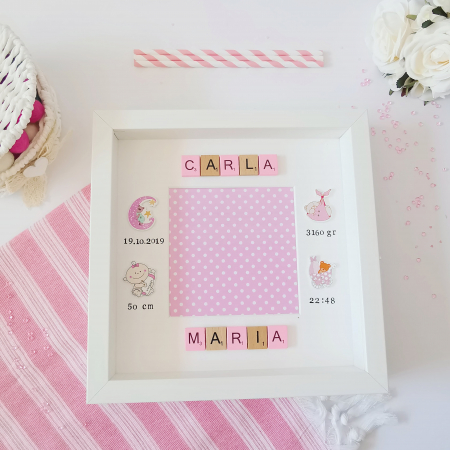 Scrabble Baby Girl - Rama foto personalizata cu nume format din litere scrabble [1]