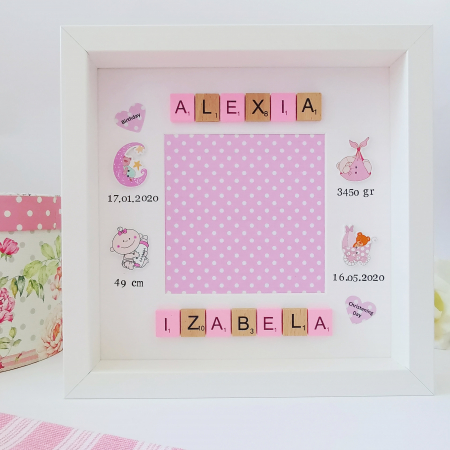 Scrabble Baby Girl - Rama foto personalizata cu nume format din litere scrabble [3]