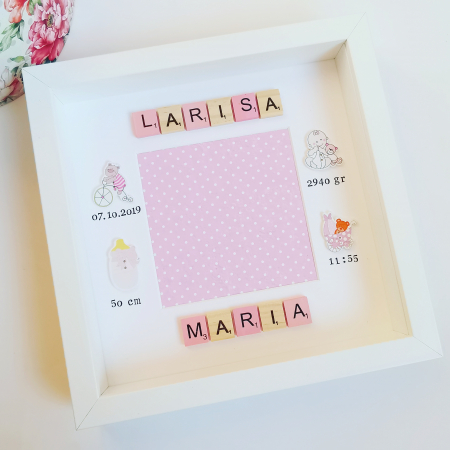 Scrabble Baby Girl - Rama foto personalizata cu nume format din litere scrabble [4]