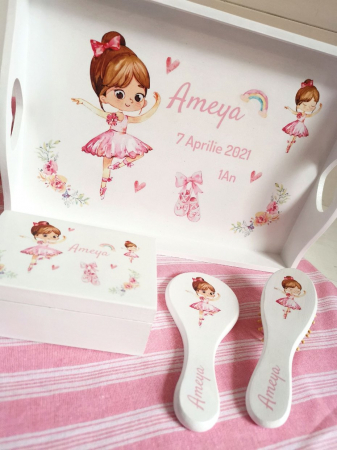 Set 1 an Balerina - tava, cutie mot, perie si oglinda [3]