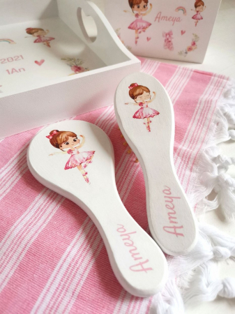 Set 1 an Balerina - tava, cutie mot, perie si oglinda [1]