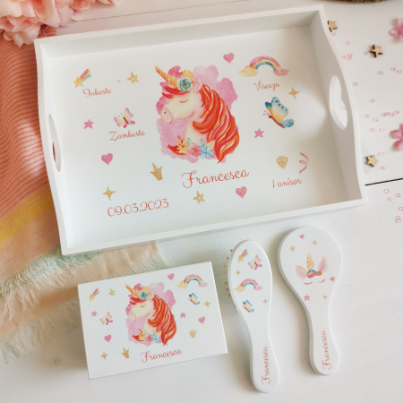 Set 1 an Unicorn - tava, cutie mot, perie si oglinda [2]