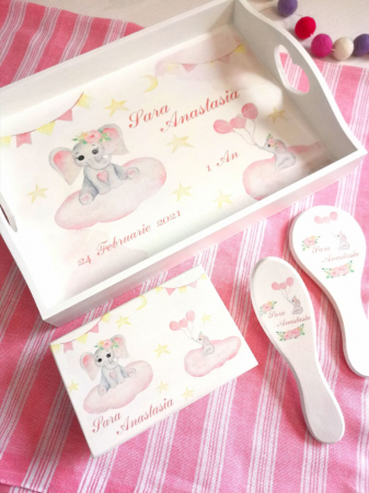 Set 1 an Elefant Fetita - tava, cutie mot, perie si oglinda [2]