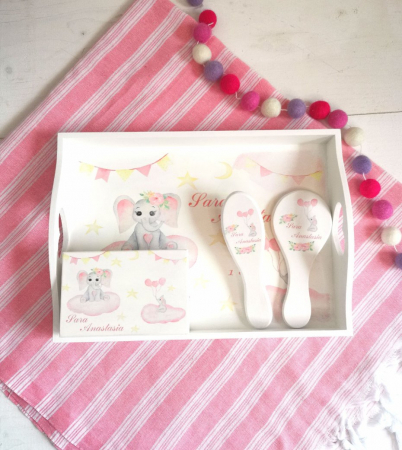 Set 1 an Elefant Fetita - tava, cutie mot, perie si oglinda [1]
