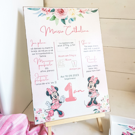 Soricica Celebra Minnie| Tablou personalizat din lemn | Milestone Board [2]