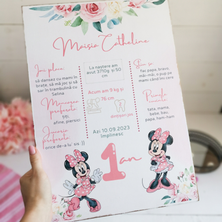 Soricica Celebra Minnie| Tablou personalizat din lemn | Milestone Board [1]