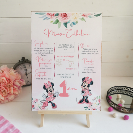 Soricica Celebra Minnie| Tablou personalizat din lemn | Milestone Board [4]