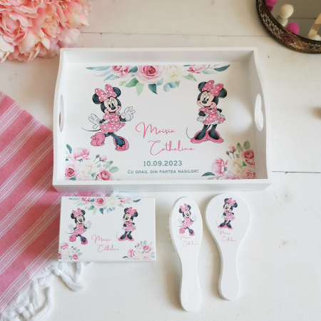 Seturi pentru fetite - Soricica Celebra - Set prima aniversare | tava mot, cutie mot, perie si oglinda